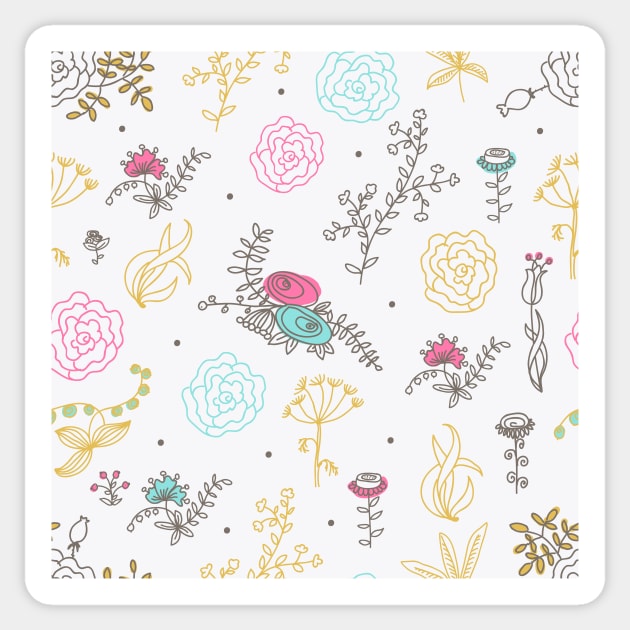 Elegance Seamless pattern with flowers Sticker by Olga Berlet
